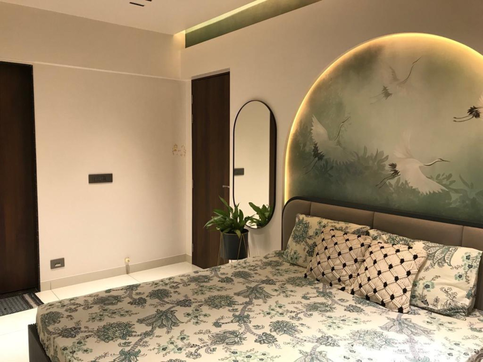 Botanical bedroom interior